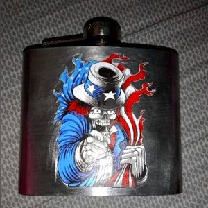 Custom Designed Creations Patriotic Uncle Sam Skull Flask